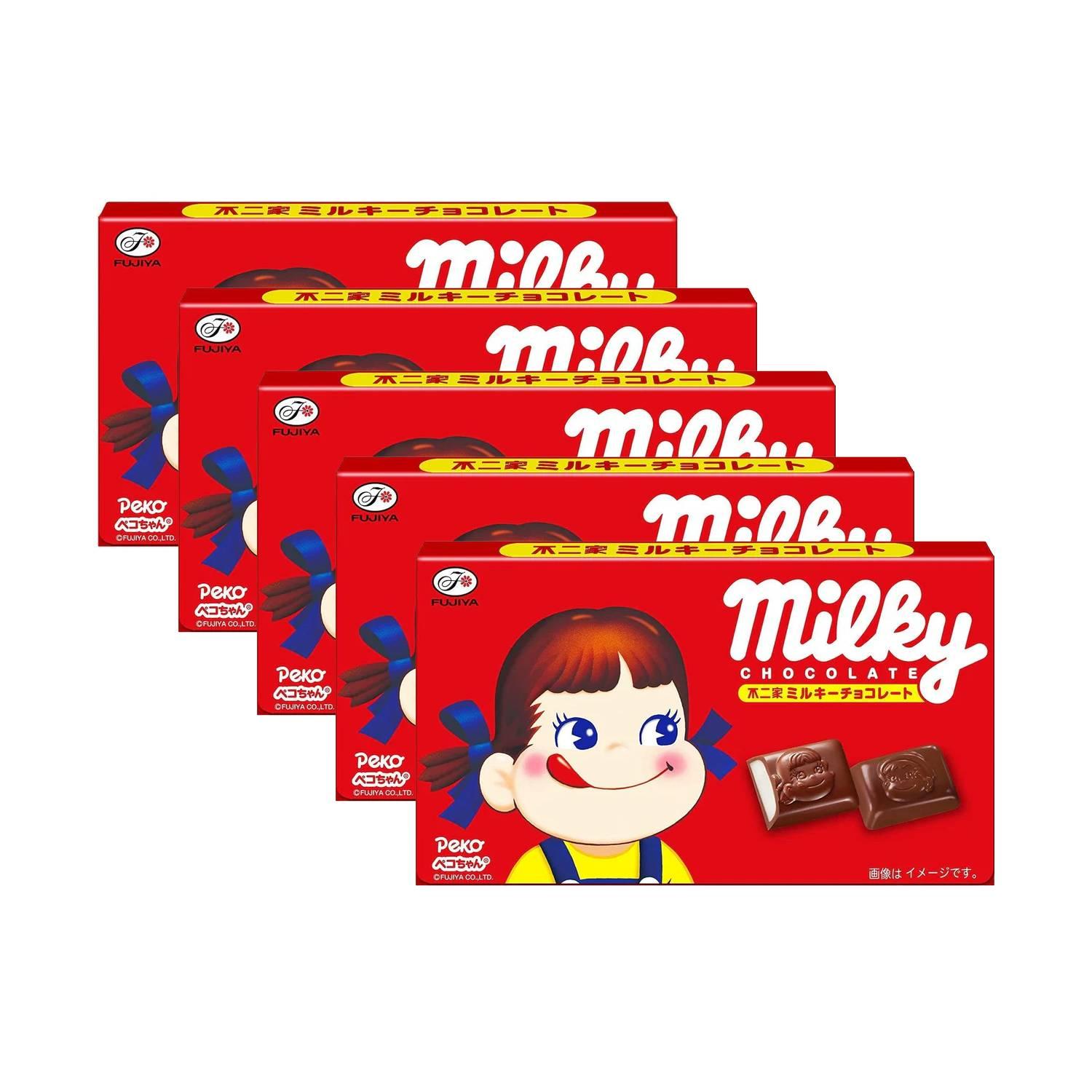 Fujiya Milky Chocolate-Coated Milk Candy Creamy Sweet Snack (Pack of 5