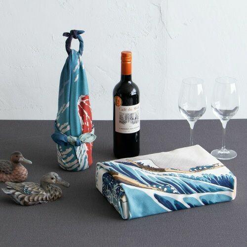 Furoshiki Red Fuji Ukiyo-e Art Organic Cotton Wrapping Cloth 70x70cm
