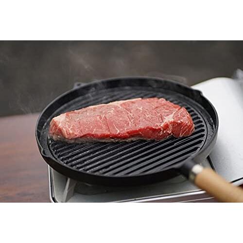 Ikenaga Cast Iron Griddle Pan With Wooden Handle (IH Compatible) 26cm, Japanese Taste