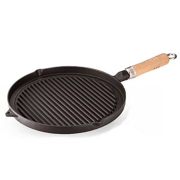 Ikenaga Cast Iron Griddle Pan With Wooden Handle (IH Compatible) 26cm, Japanese Taste