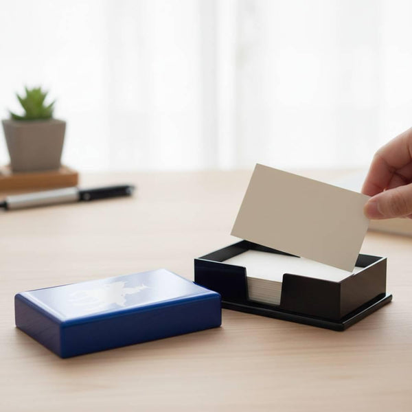 Indigo Blue Lacquered Card Holder Case Samurai On Horseback Design