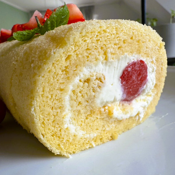 inside of the strawberry roll cake