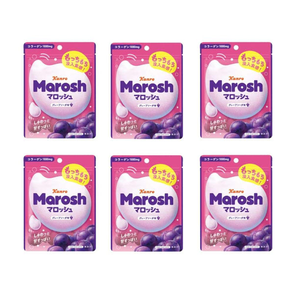 Kanro Marosh Grape Soda Flavor Soft Chewy Gummy Candy 50g (Pack of 6)