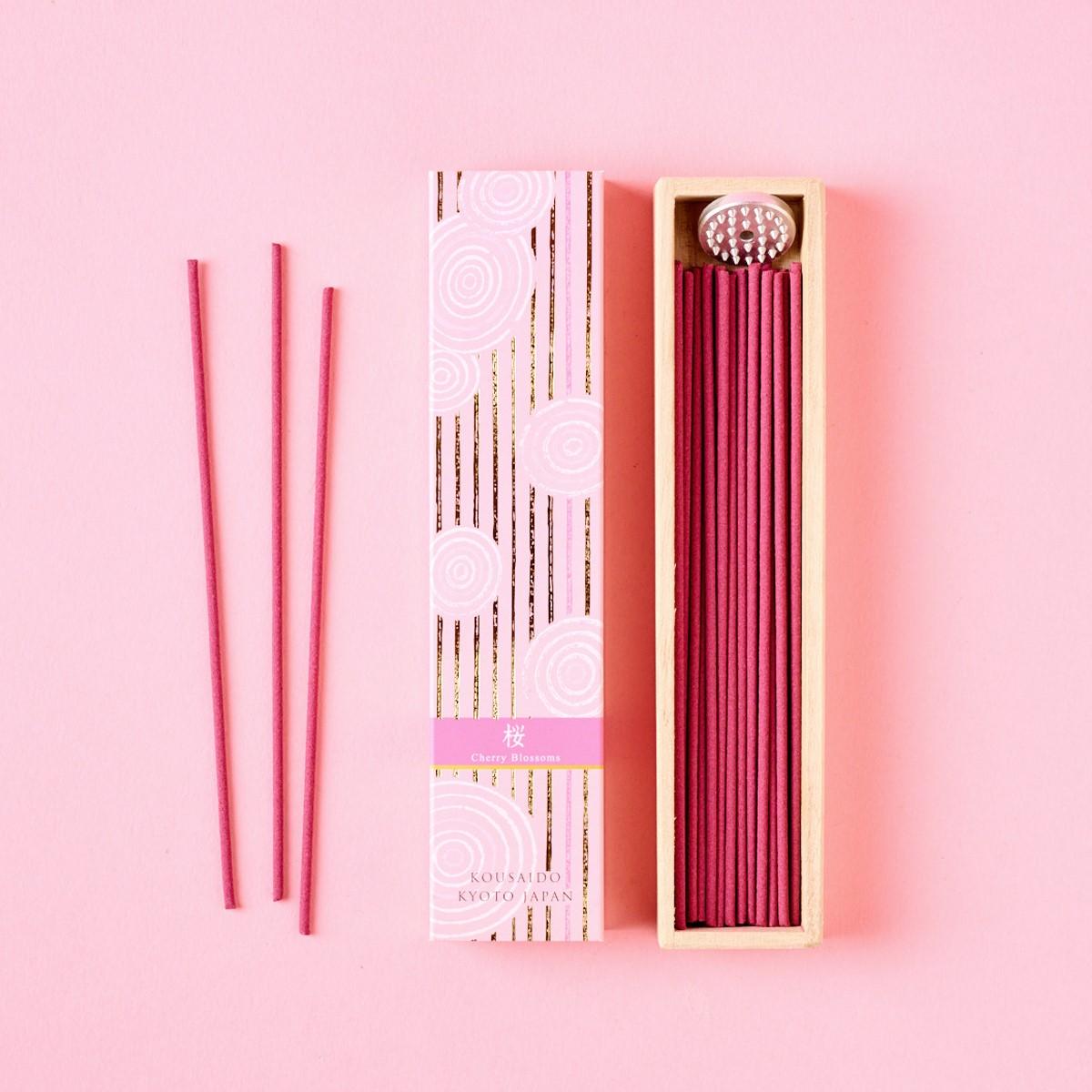 Kousaido Sakura Cherry Blossom Incense Sticks & Holder 40ct.