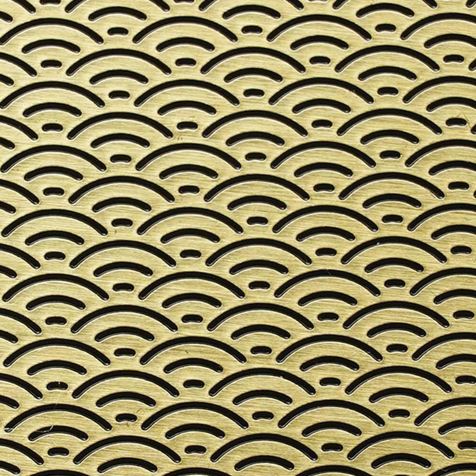 Wave Patterned Coaster Luxury Brass Coaster Japanese Design Seigaiha Wave Pattern φ8.6cm