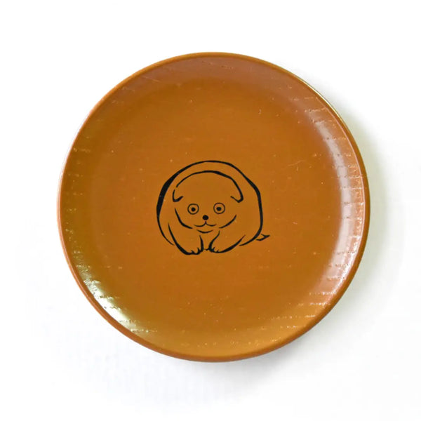Mamezara Lacquered Small Plate Cute Animal Design