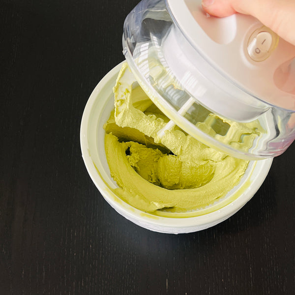 matcha ice cream after being churned