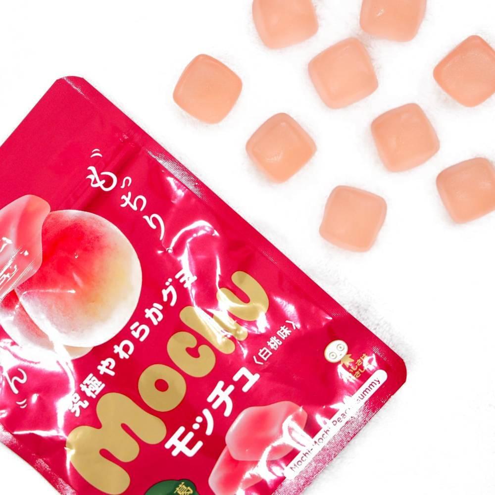 Mikakuto Mochu White Peach Flavor Chewy Gummy Candy 1.6oz (Pack of 5)