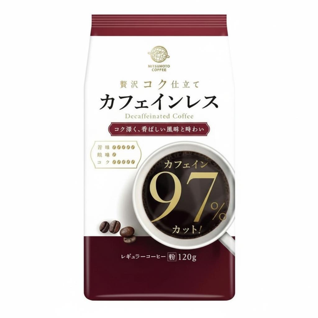 Mitsumoto Decaf Coffee Dark Roast Decaffeinated Ground Coffee 120g