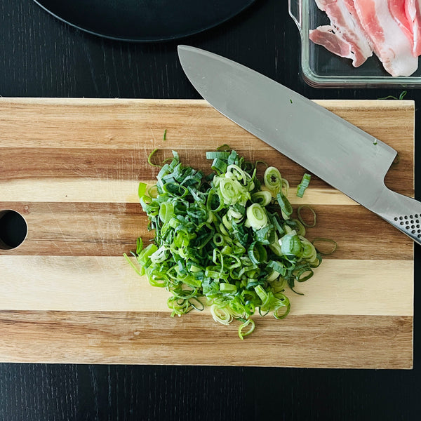 chopping up the green onions