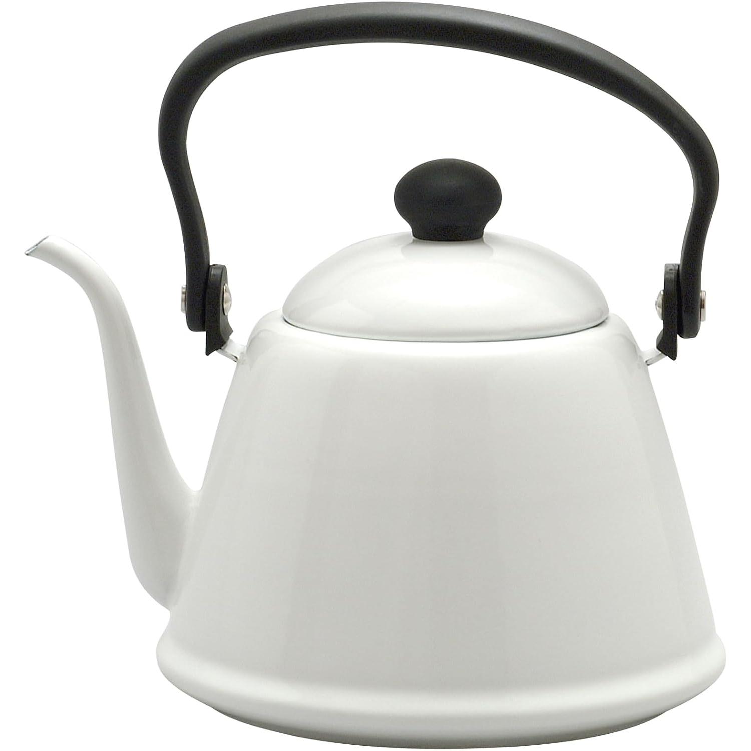 Noda Horo Drip Kettle II Japanese Enamel Gooseneck Kettle White DK
