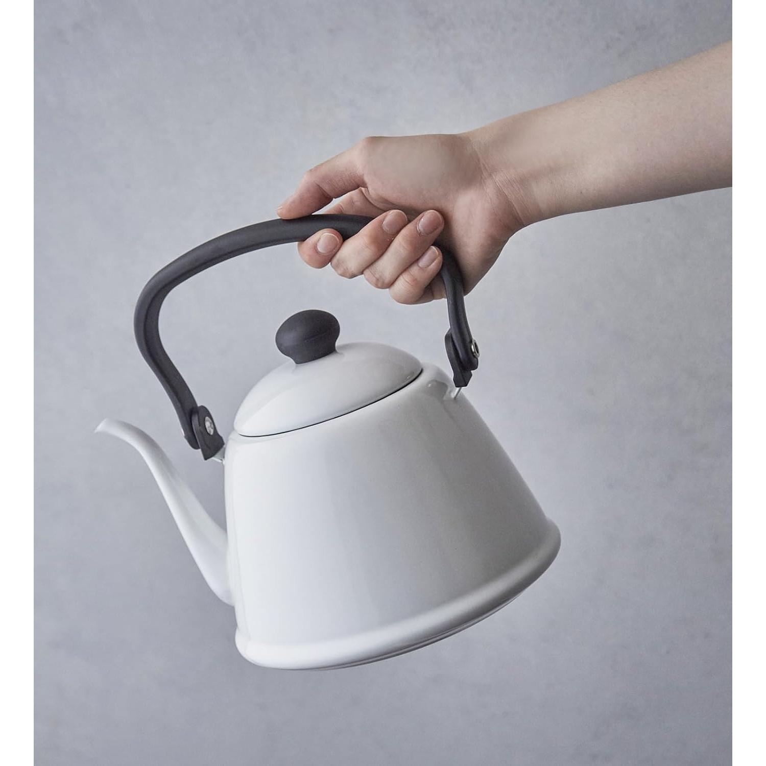 Noda Horo Drip Kettle II Japanese Enamel Gooseneck Kettle White DK