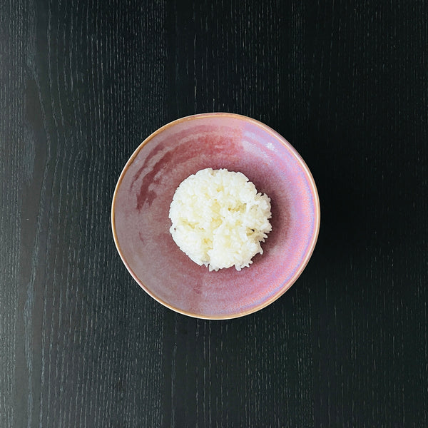 adding rice to a bowl