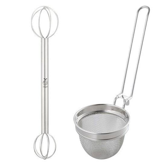Measuring Miso Whisk Muddler & Handy Strainer Set