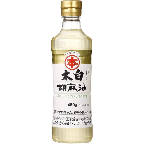 P-1-MAH-CON-OL-450-Maruhon Taihaku Untoasted White Sesame Oil 450g.jpg