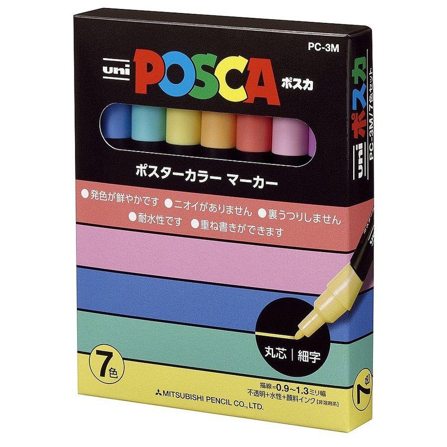 P-1-MTBI-PSCMRK-PC3M7C-Mitsubishi Uni Posca Paint Pastel Marker Set 7 Colors PC-3M 7C.jpg