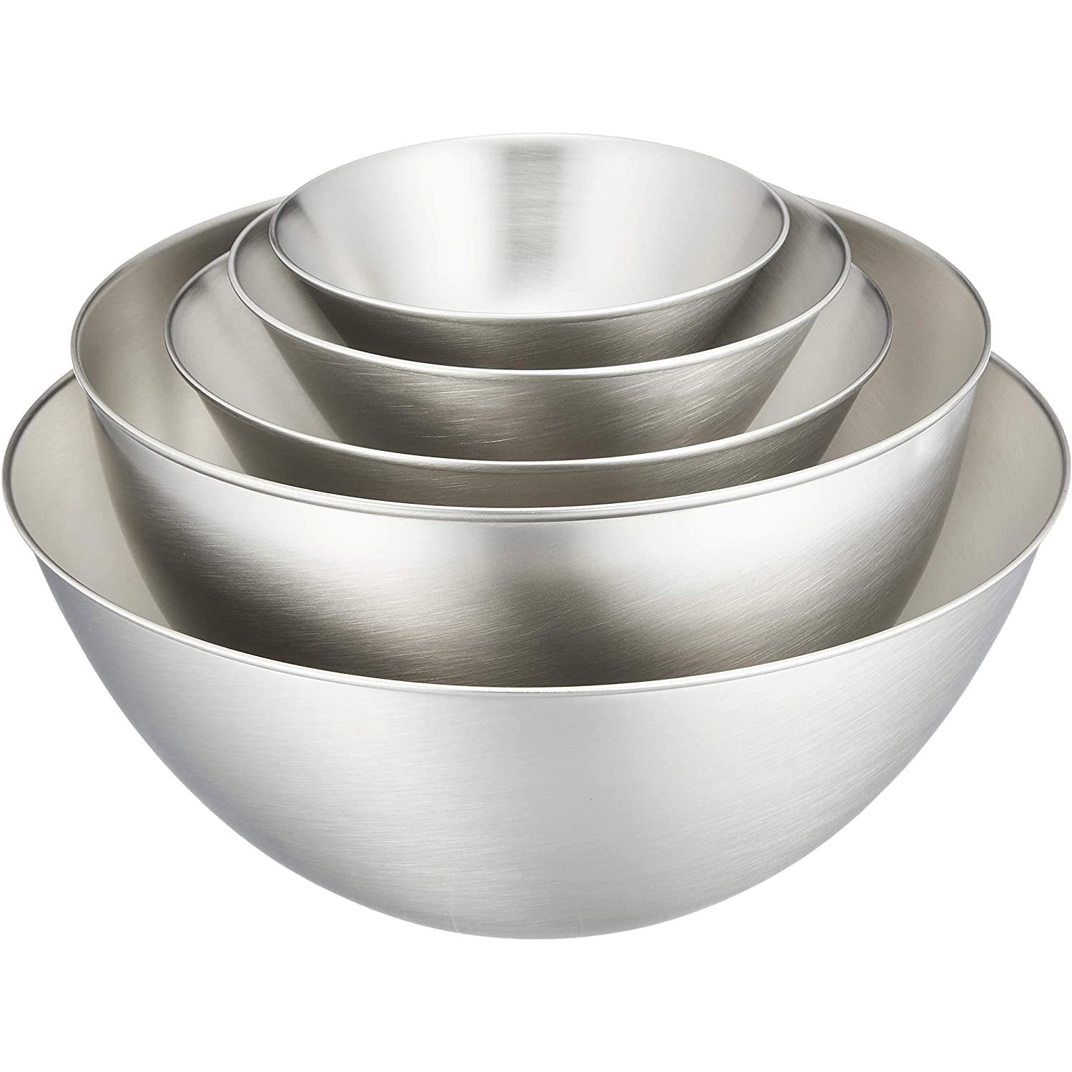 Sori Yanagi stainless steel mixing bowls nested together