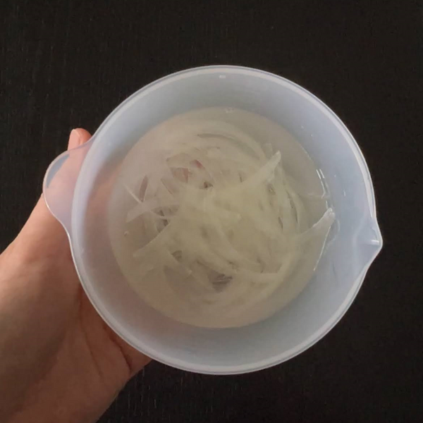 soaking the onion in water