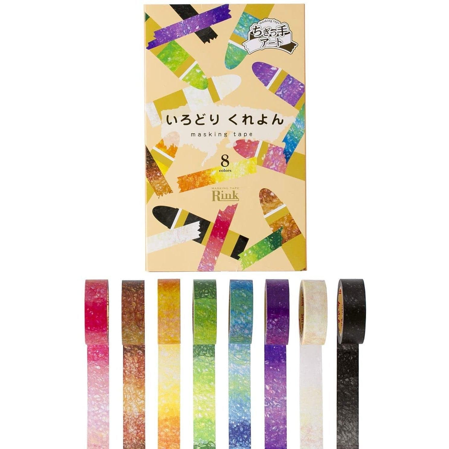 Rinrei Rink Masking Tape Colorful Craft Washi Tape 8 Colors