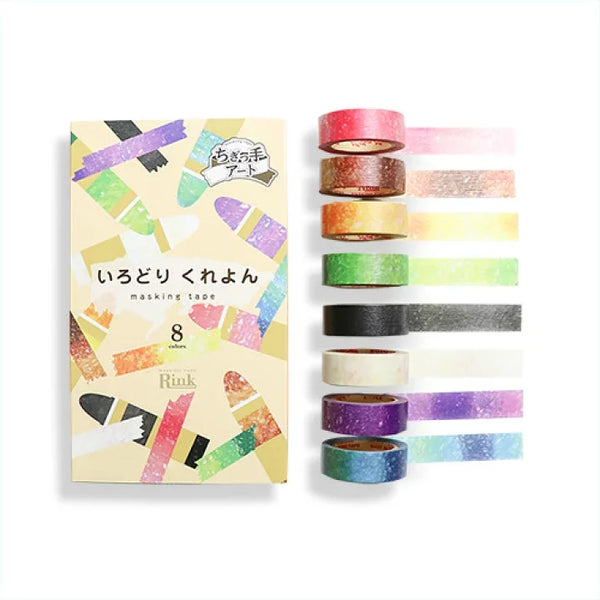 Rinrei Rink Masking Tape Colorful Craft Washi Tape 8 Colors