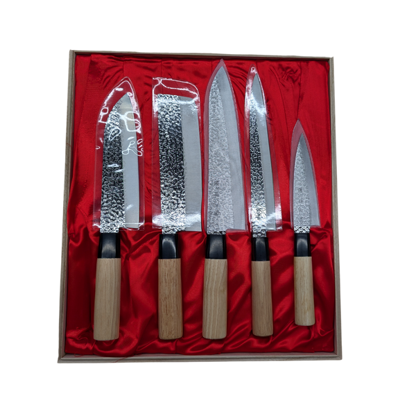 Satake Japanese Hammered Steel Kitchen Knife 5 Piece Set