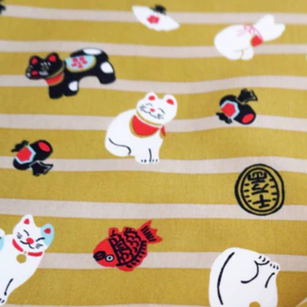 Seiran Furoshiki Lucky Cat Pattern Cotton Wrapping Cloth