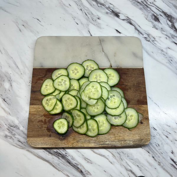 slicing the cucumbers