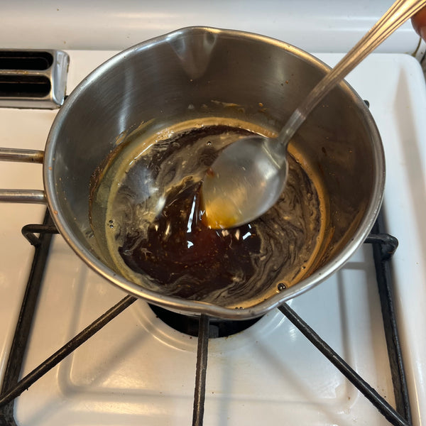 mixing the sauce together