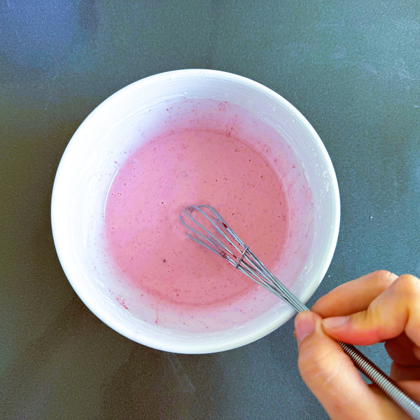 adding the beet powder and mixing everything together