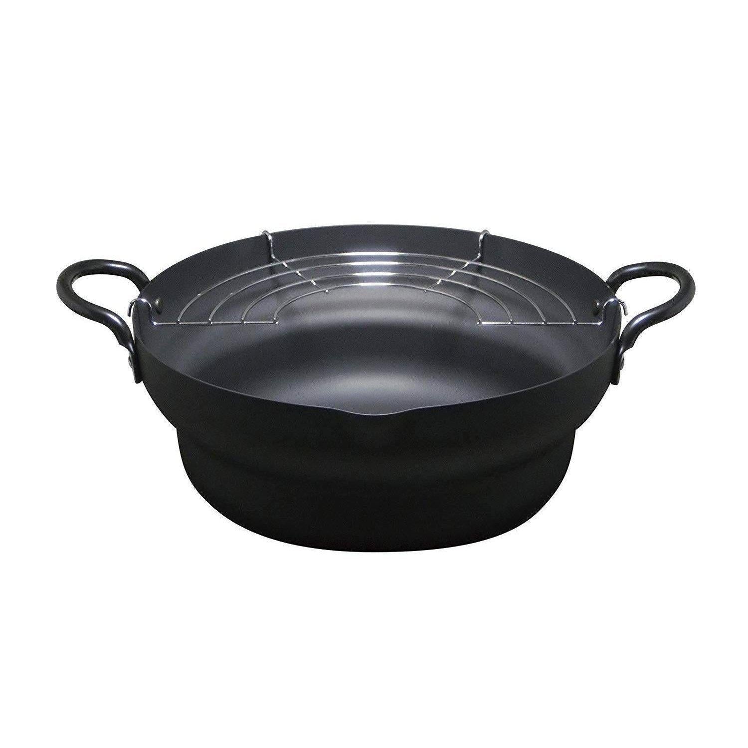 Japanese Tempura Fryer Pan Pot 20cm TM-9467 Iron Lid