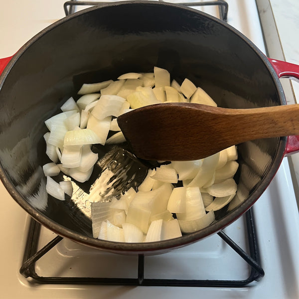 sauteing the onions