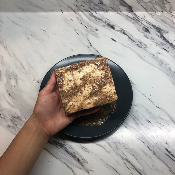 dipping the tofu in the flax egg