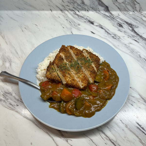 plated tofu katsu curry