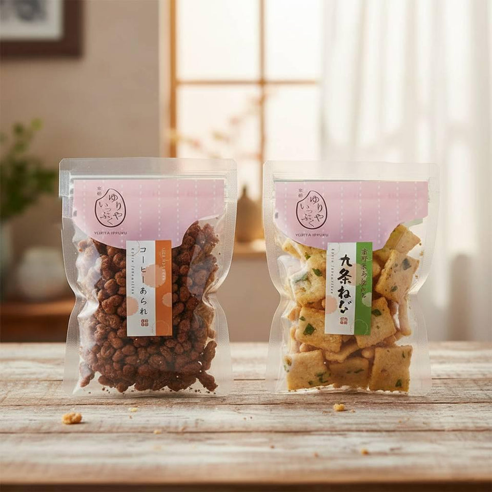 Traditional Senbei Kujo Green Onion Infused Rice Crackers 58g