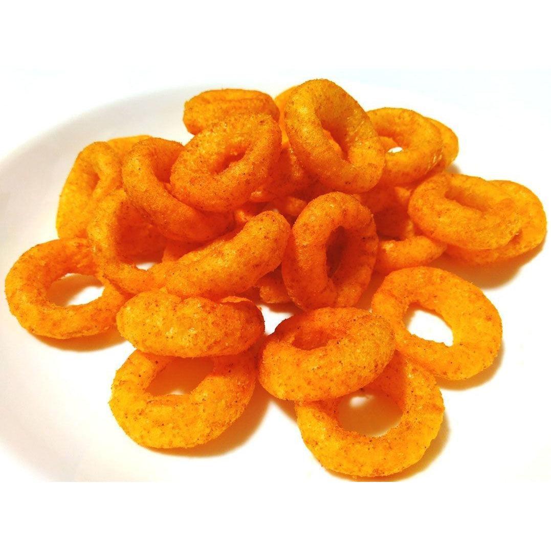 Cod Rings Yaokin Umaiwa Mentai Spicy Cod Roe Corn Puff Rings 75g (Pack of 3)