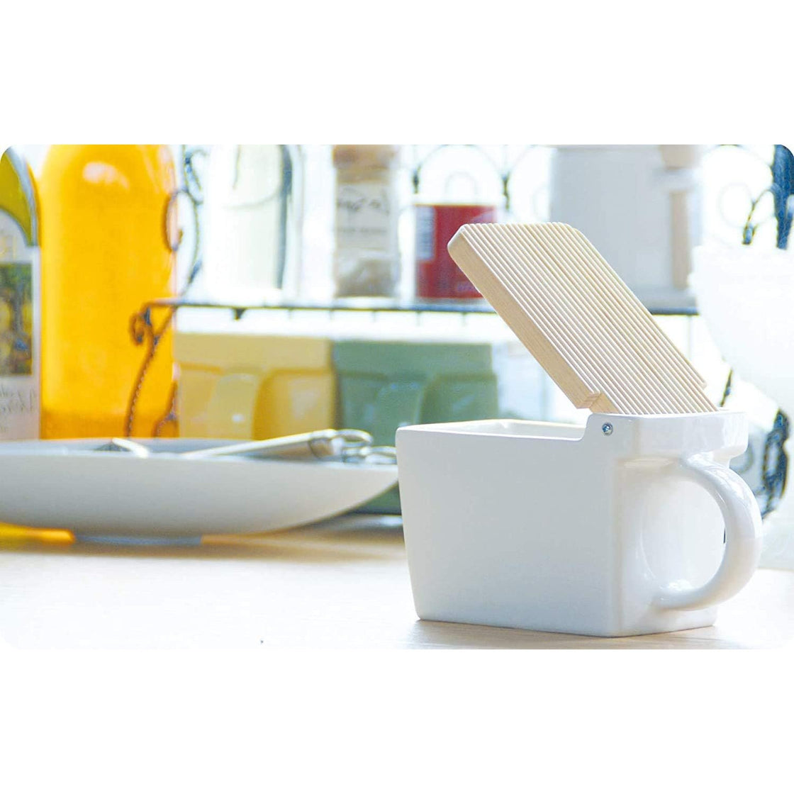 Rectangular Ceramic Salt Containers Zero Japan Salt Box Ceramic Kitchen Container White 420ml