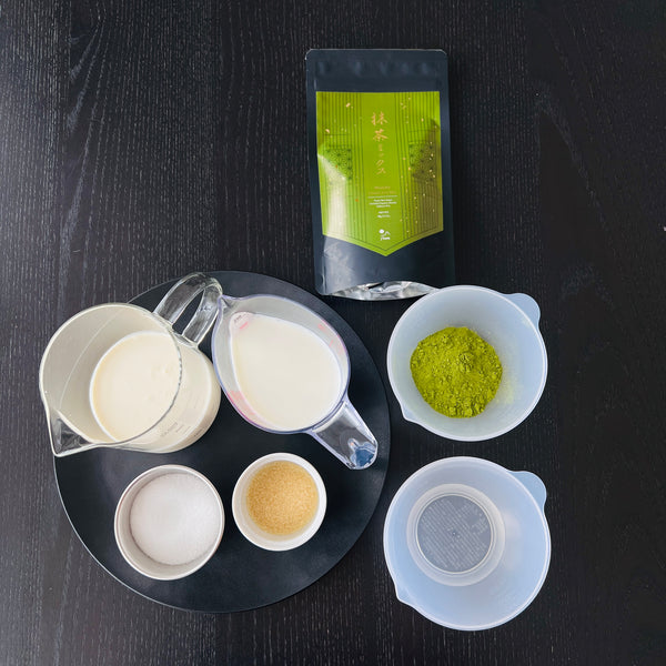 ingredients for the matcha pudding