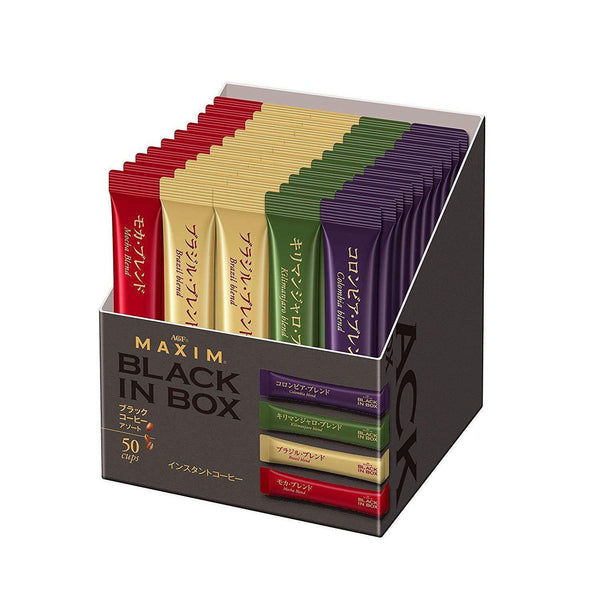AGF Maxim Black In Box Instant Coffee Assortment 50 Sticks, Japanese Taste