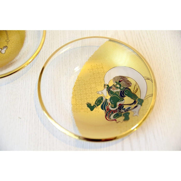 Aderia Fujin Raijin Small Glass Plate Japanese Glassware Dish Set S-6229, Japanese Taste