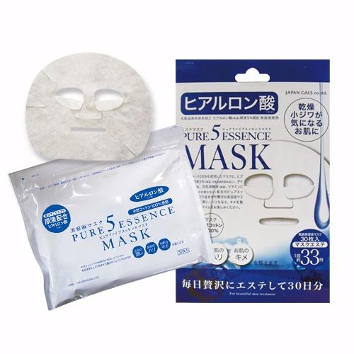 Japan Gals Pure 5 Essence Facial Mask Hyaluronic HY 30 Sheets, Japanese Taste