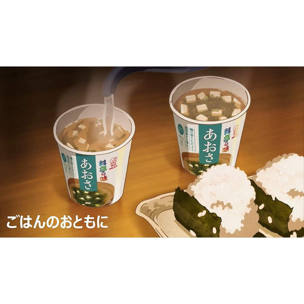 Marukome Ryotei no Aji Cup Instant Aosa Seaweed Miso Soup 22g, Japanese Taste
