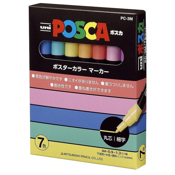 Mitsubishi Uni Posca Paint Pastel Marker Set 7 Colors PC-3M 7C-Japanese Taste