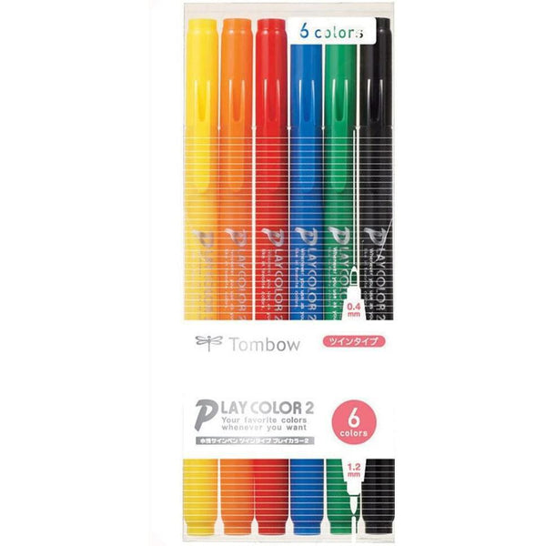 Tombow Play Color 2 Dual Tip Marker Set 6 Colors GCB-611 – Japanese Taste