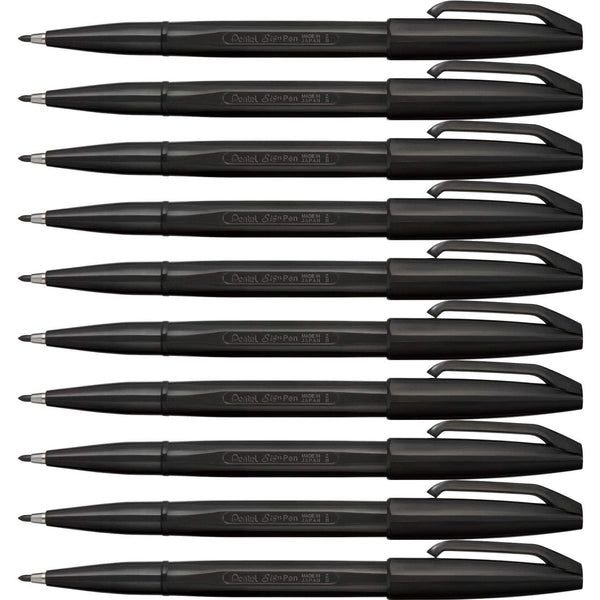 Pentel Sign Pen Black Marker Set 10 Pieces S520-AD-Japanese Taste