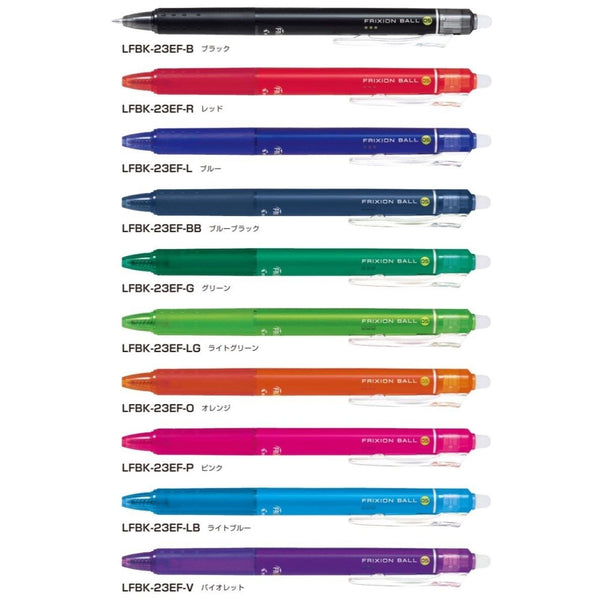 Pilot Frixion Ball Knock Erasable Gel Ink Pens 10 Colors 0.5mm LFBK-230EF-10C, Japanese Taste