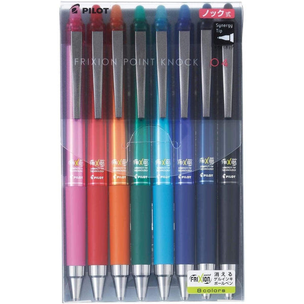 Pilot Frixion Point Knock 04 Erasable Gel Ink Pens 8 Colors 0.4mm LFPK200S4-8C, Japanese Taste