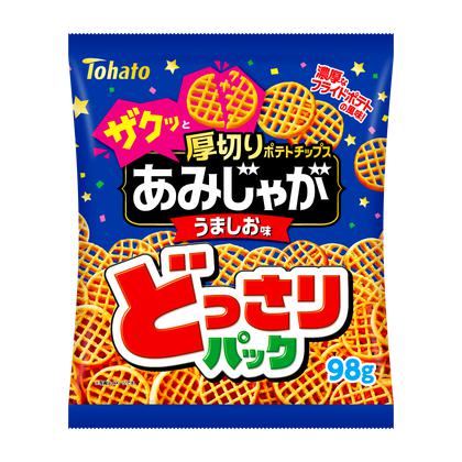 Tohato Amijaga Waffle Shaped Potato Chips Salty Beef Flavor 98g (Pack of 3), Japanese Taste