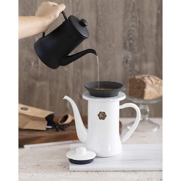 Tsuki Usagi Enamel Drip Coffee Slim Pot Black 1.2L-Japanese Taste