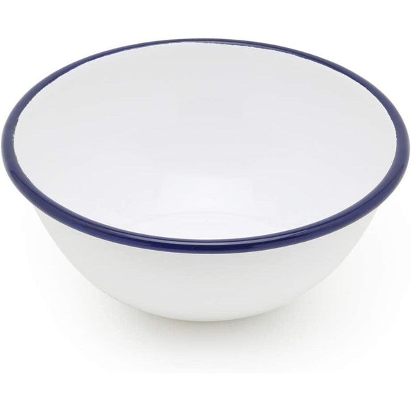 Tsuki Usagi White Enamel Bowl With Navy Blue Detailing-Japanese Taste