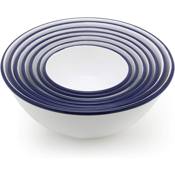 Tsuki Usagi White Enamel Bowl With Navy Blue Detailing, Japanese Taste